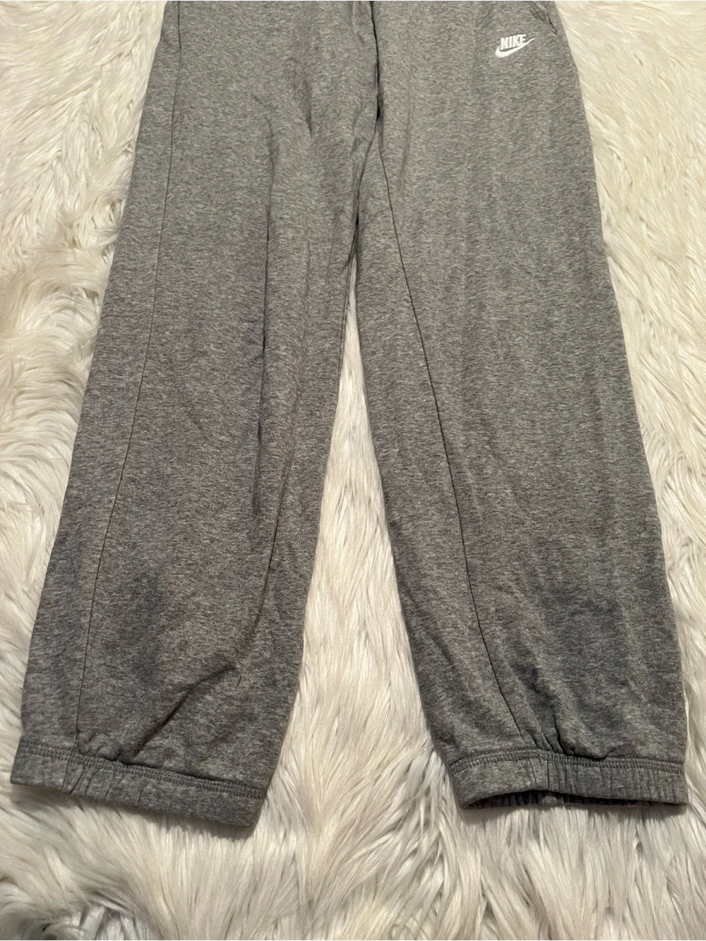 Nike Women's Size XS Sweatpants Joggers Light Heather Gray White Mid-Rise Cotton